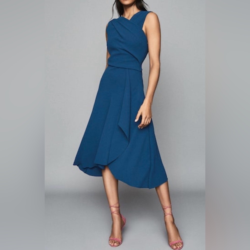 Reiss Asymmetrical Ocean Blue Dress